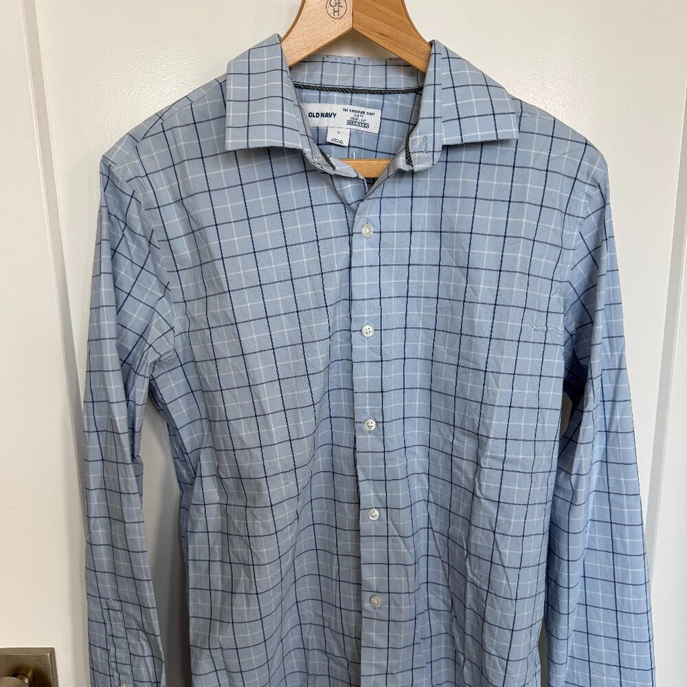 NWT Men's Small Old Navy Slim Fit Button Down Long Sleeve Shirt Light Blue